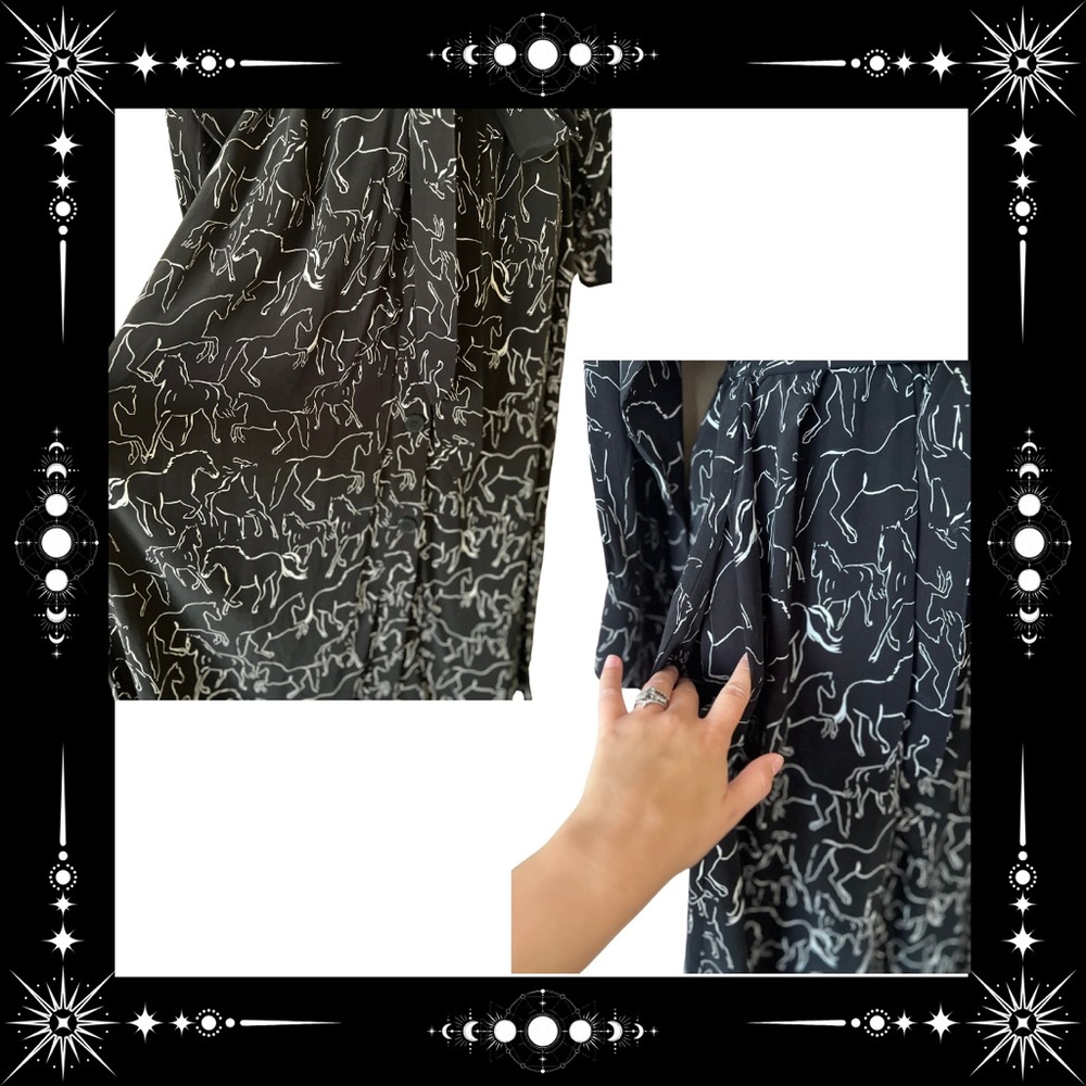 Whistles black and white horse print midi dress - Picture 4 of 4